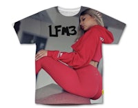 a red t - shirt with the word lfm3 on it