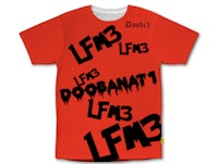 a red t - shirt with the words lmf lmf lmf lmf lm